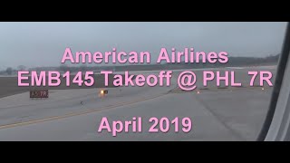 American Airlines Embraer EMB145 Takeoff on runway 7R at MKE Milwaukee International Airport to PHL