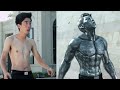 Shirtless male iron hulk monster muscle growth transformation  revert ft 