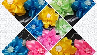 طريقه عمل اجمل واسرع ورده بالستان how to make rose flowers from satin ribbon