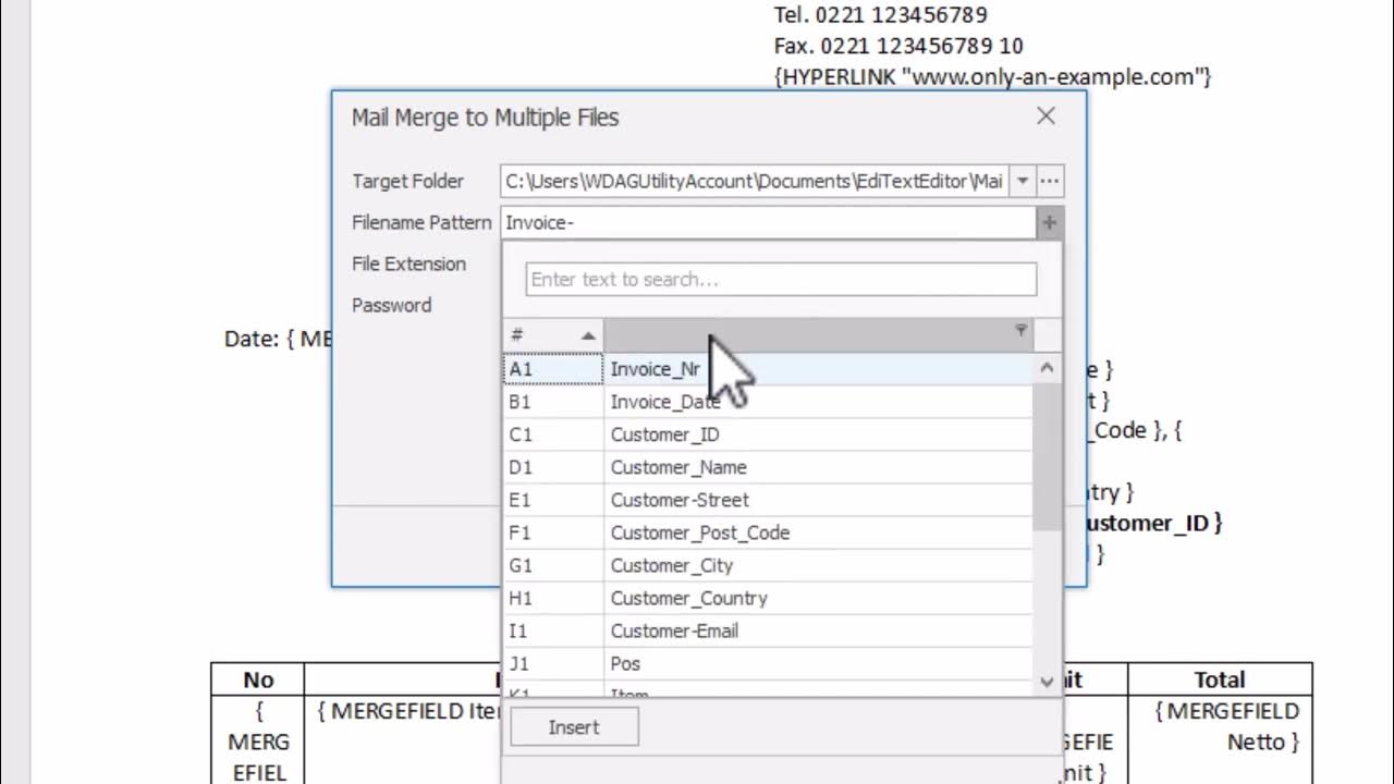 Create serial letter into multiple pdf files and name each pdf document