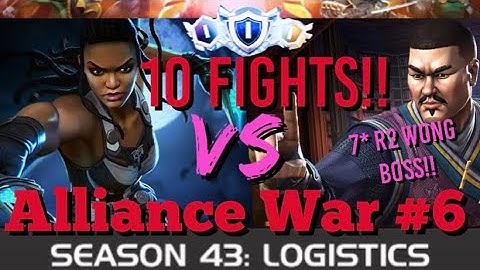 MCOC - Alliance War - Season 43 - War #6 - 10 FIGHTS!! - Valkyrie Vs 7*R2 Wong Boss Fight!!