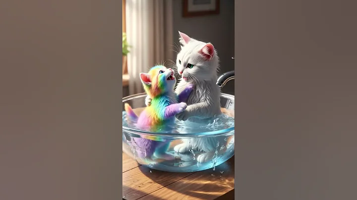 Video 11376691: cat kitten bathing, cutest kitten bath, mother cat bathing, cat enjoying bathing, mom cat, color kittens