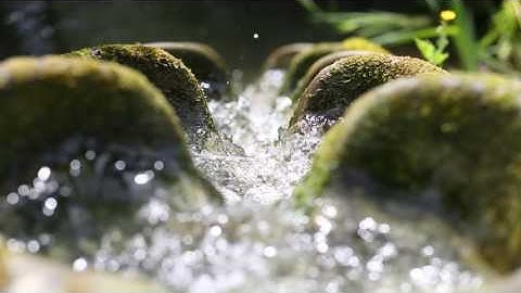 Akalla Flowform cascade - close-up of rhythmic movement, video #2