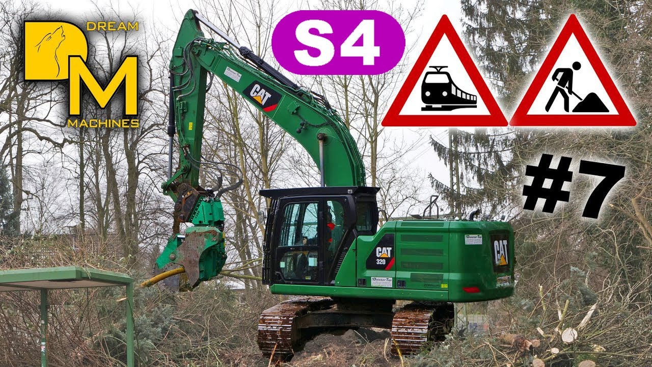 Caterpillar 320 Bagger Bäume 🌳🍁 fällen auf  Eisenbahn 🚆🚝⚠️👷🏻‍♂️Baustelle S4 HAMBURG #7