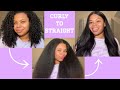 Curly to STRAIGHT Hair | Revlon Blow Dryer Brush Review | SILKPRESS | NO Frizz | NO Heat Damage