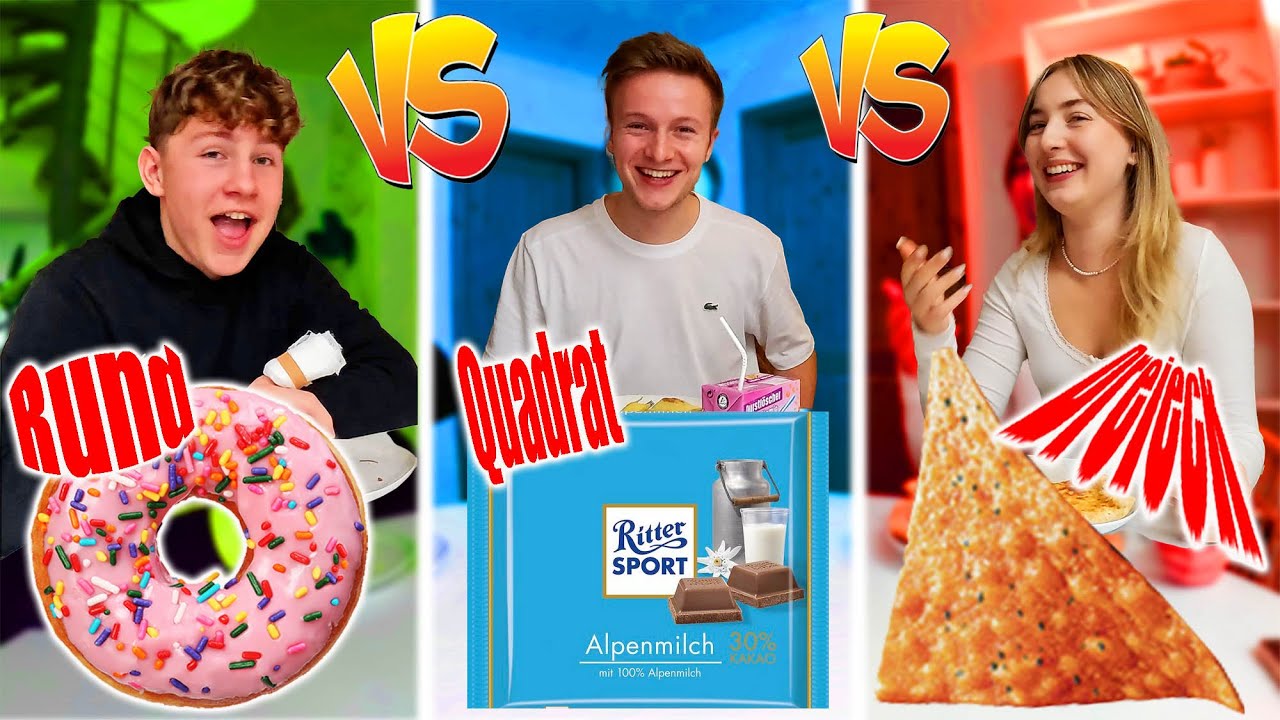 Ein Tag NUR RUNDES, QUADRATISCHES, oder DREIECKIGES essen Challenge 🟢🟦🔺  TipTapTube UNCUT