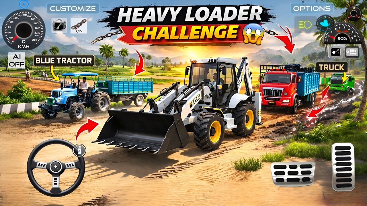 Harvester Stuck in Deep Mud 😱 | Tractor & JCB Truck Extreme Rescue in Indian Vehicles Simulator 3D 