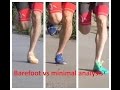 Barefoot vs minimal running shoe analysis review  vibram fivefingers new balance minimus mv2