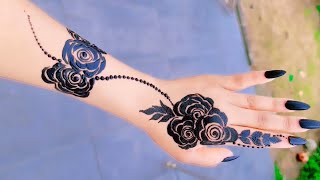 Easy Step by step Sudanese Arabic henna for beginner bold roses and leave designs