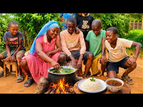 🍚Feeding Village Children with a Huge Plate of Rice and Delicious Sauce 😍| African Village Life🌍
