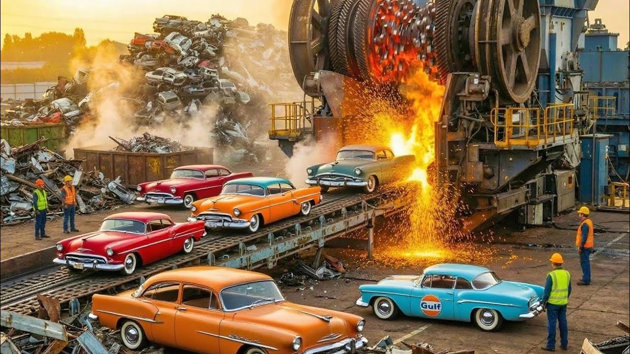 Car Recycling Factory Process – Turning Old Vehicles Into New Steel (Amazing Industrial Recycling)