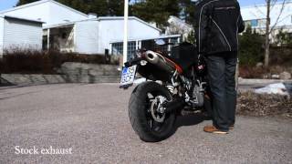 KTM Superduke Stock Exhaust vs. LeoVince Oval Evo 2 Slip-On