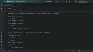 Pizza billing program in python