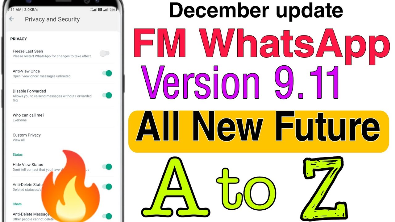 FM whatsapp v9.11 important settings | FM WhatsApp All New Features 2021 🔥