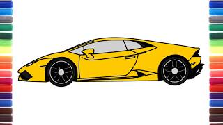 How to draw a car Lamborghini Huracan Side View step by step