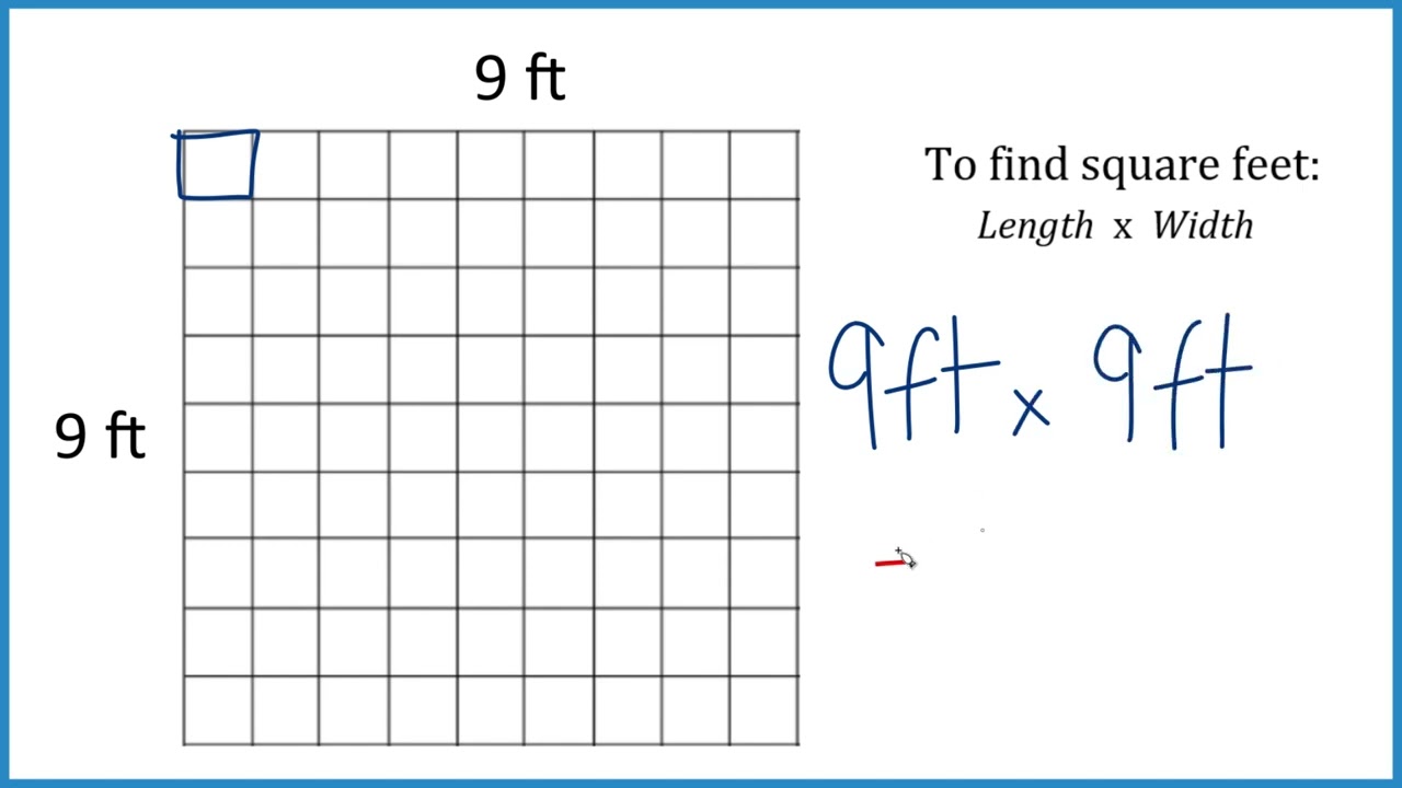 How many square feet are in a 9 ft by 9 ft area?