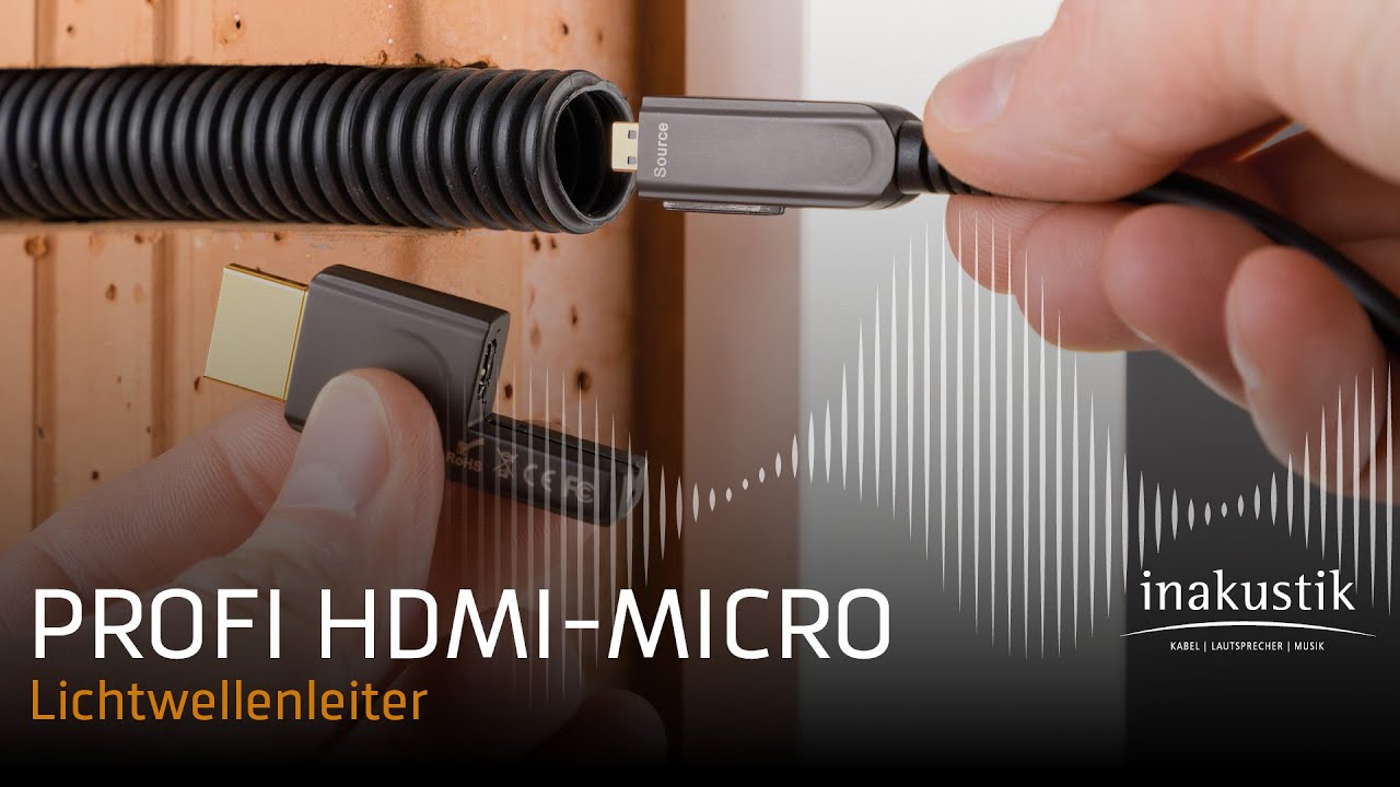 Inakustik HDMI Mini Optique + Adaptateur Cable Micro HDMI - HDMI sur Fibre Optique  10m - Hifi, Home-Cinéma, Salle de Cinéma Privée, vidéoprojecteur, Oled,  Ampli, Enceintes
