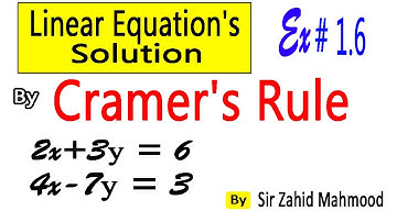 9th Math Exercise 1.6 | Simultaneous equations by Cramer