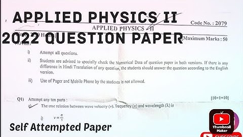 Applied Physics II 2022 | Polytechnic QUESTION Paper | All Branches 2nd Semester