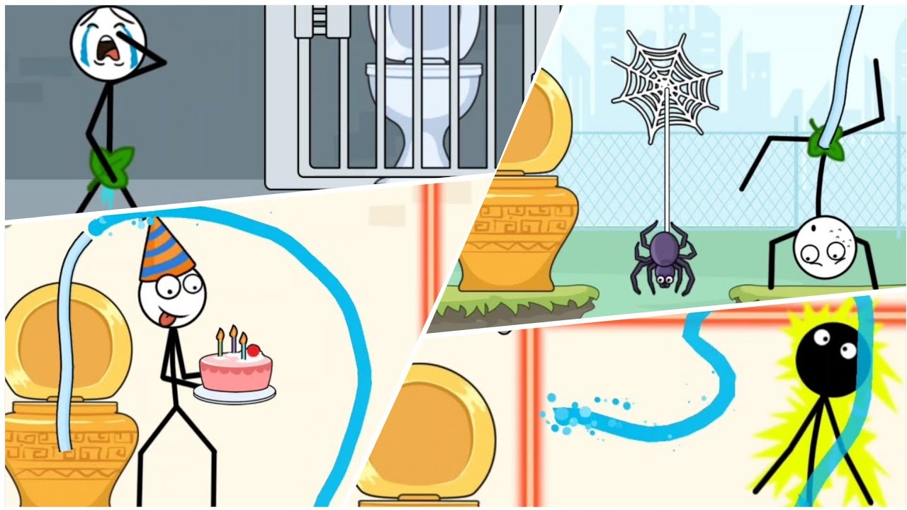 Toilet Time –One Stickman. Too Many Problems | All Levels Game Walkthrough (Funny Moments) 