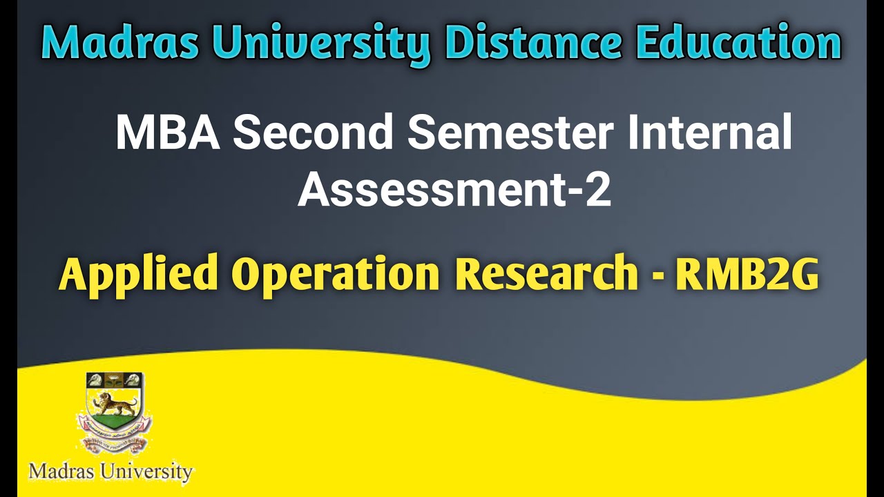 applied operations research mba madras university question papers