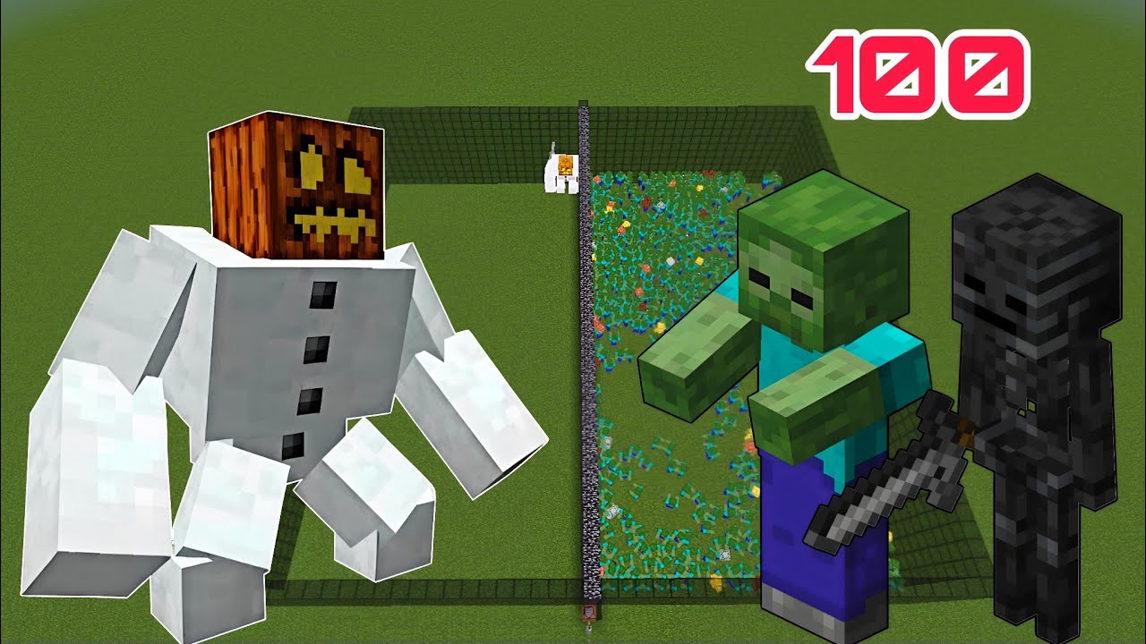 MUTANT SNOW GOLEM vs ZOMBIE & WITHER SKELETON 