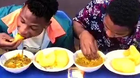 ASMR FOOD MUKBANG EATING CHALLENGE WITH YELLOW FUFU AND EGUSI SOUP