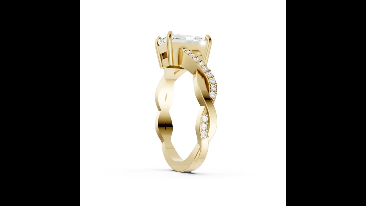 Radiant Cut Diamond Pave Set Criss-Cross Ring