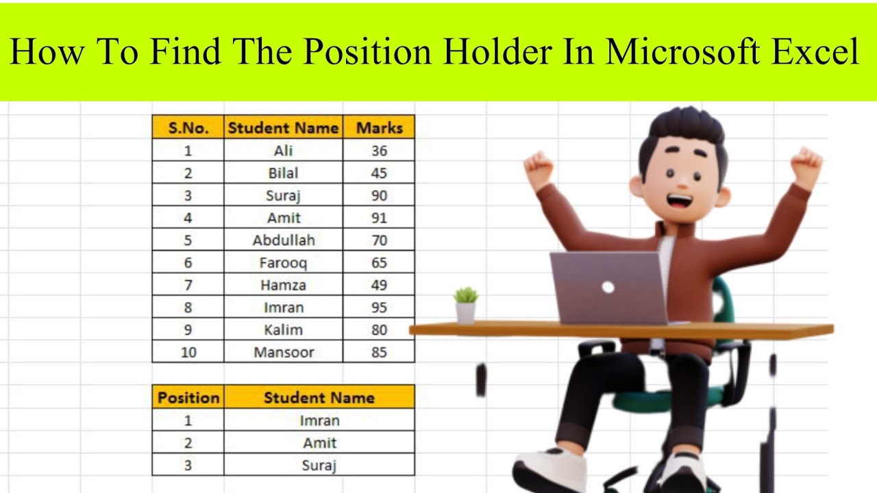 How To Find The Position Holder In Microsoft Excel - YouTube