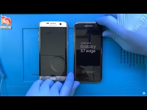 Телефон Samsung Galaxy S7 Edge меняет цвет с серебристого на темно-синий