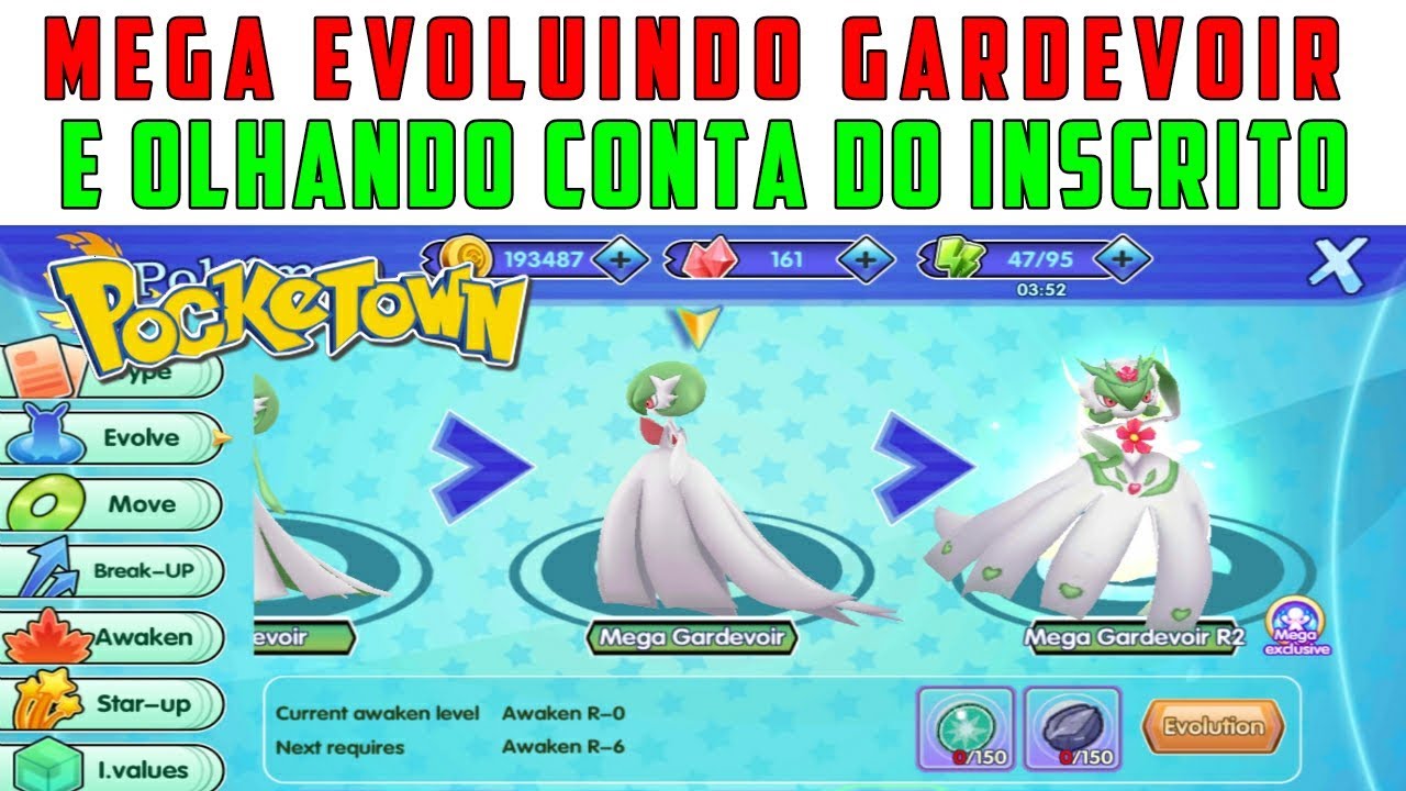 POCKETOWN: Mega Evoluindo Gardevoir e Olhando a Conta Do Inscrito ...