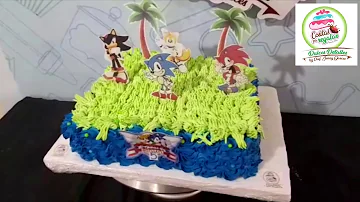 Torta De Sonic Con Crema Cuadrada Torta De Sonic Con Crema Cuadrada