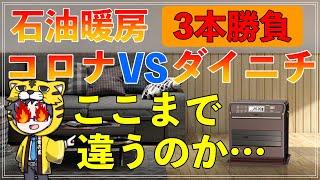 【ダイニチVSコロナ】石油ファンヒーター比較【着火スピード・灯油タンク・電気代】