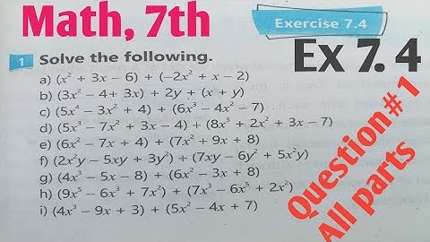 Exercise 7.4 unit 7 Algebraic Expressions class 7th Math| Ex 7.4 New course 2023 kpk and PTB Part-1