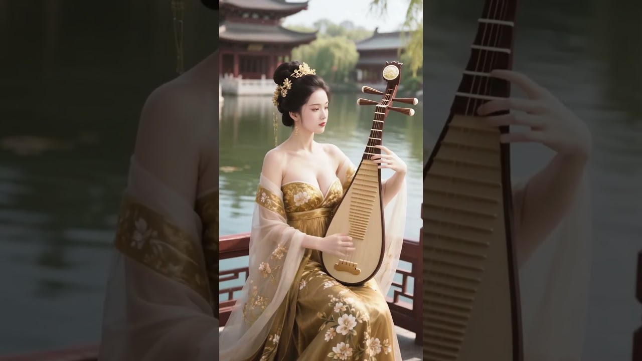 Peaceful Lake Journey: Chinese Pipa Melodies at Sunrise 