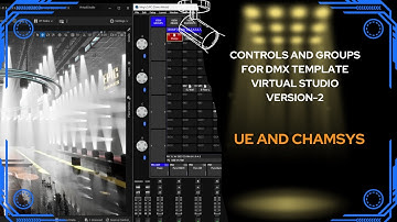 Controls and Groups of DMX template for a Virtual Studio map using Unreal studio and Chamsys