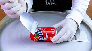 fanta strawberry ice cream rolls street food - ايسكريم رول فانتا فراولة