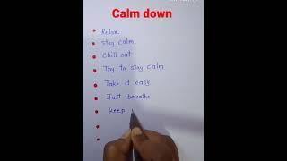 calm down vocabulary shorts defferent way to say calm down english words