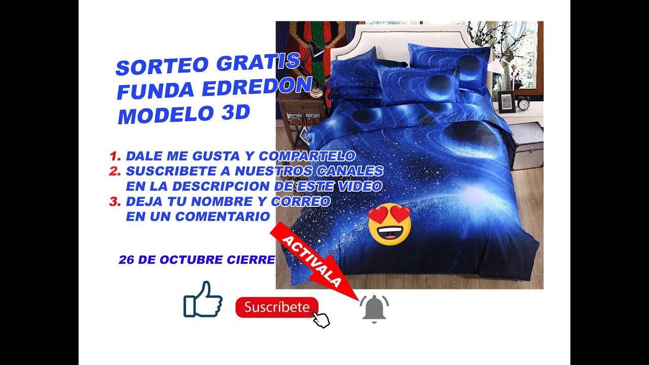 SORTEO GRATIS FUNDA EDREDON 3D GALAXIAS PARTICIPA YA - YouTube