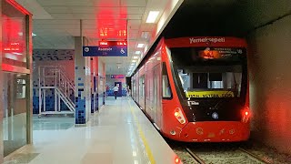Tram in Antalya, Turkey. Modern Antray and the Old Red Tram.