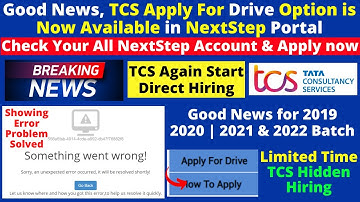 TCS Direct Selection Offer Letter No Exam! TCS Apply For Drive Option is Now Available for All Batch