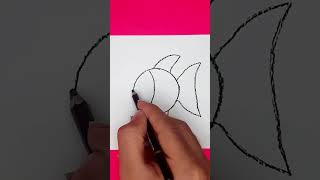 رسم السمكة بطريقة سهلة جداً تعلم الرسم خطوة بخطوة #shorts