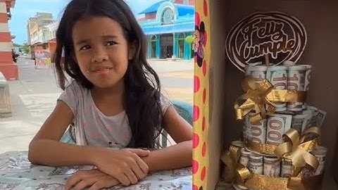 Millonario le regaló un  pastel relleno de billetes de $100 dólares a esta niña.