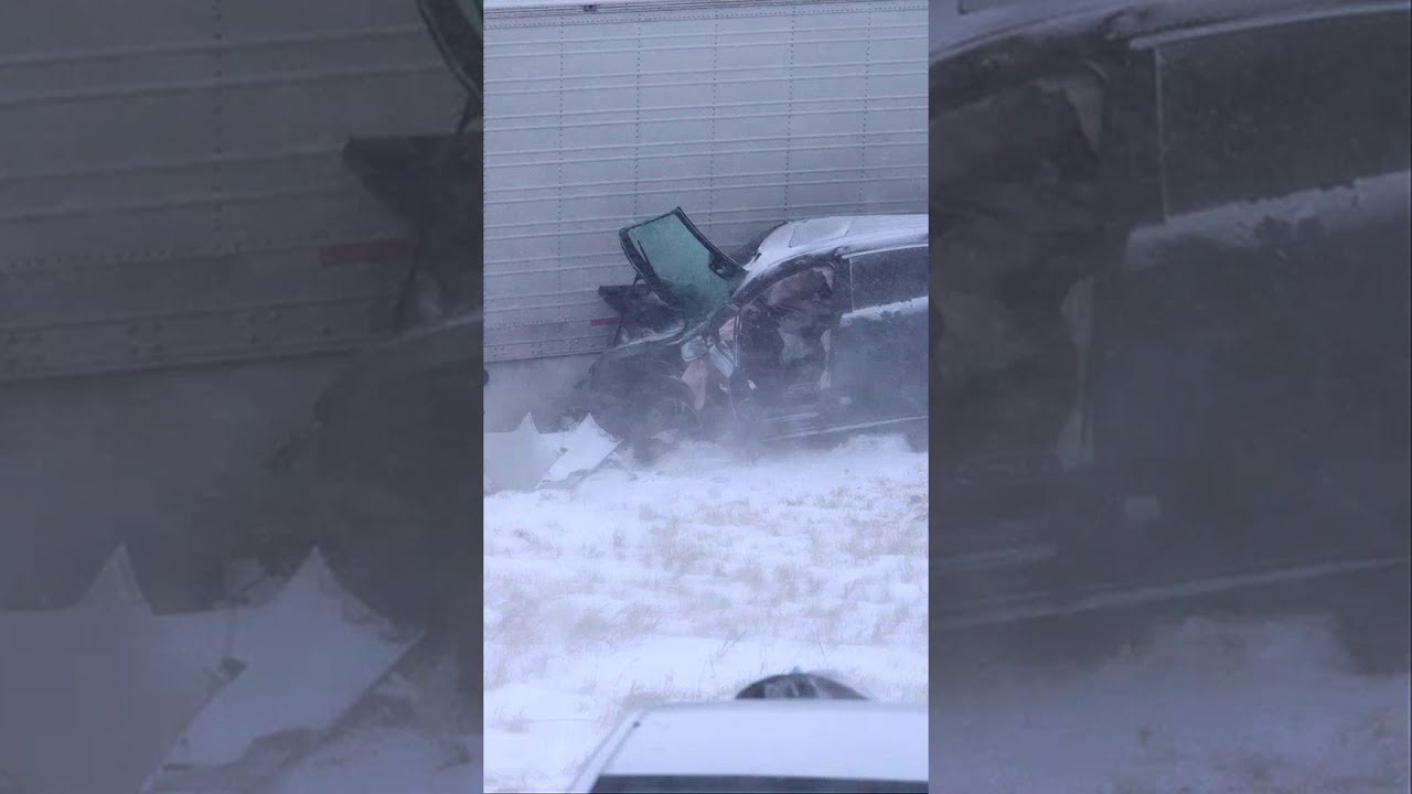 Car Accident Pileup on dangerous winter roads in Illinois