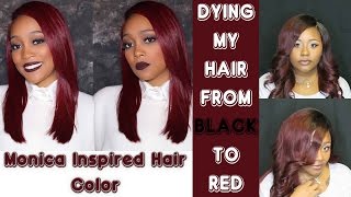 Products used: 1 jazzing semi-permanent hair dye- black cherry 3
l'oreal hi-color hi-lights for dark only- magenta clairol professional
40 developer all...