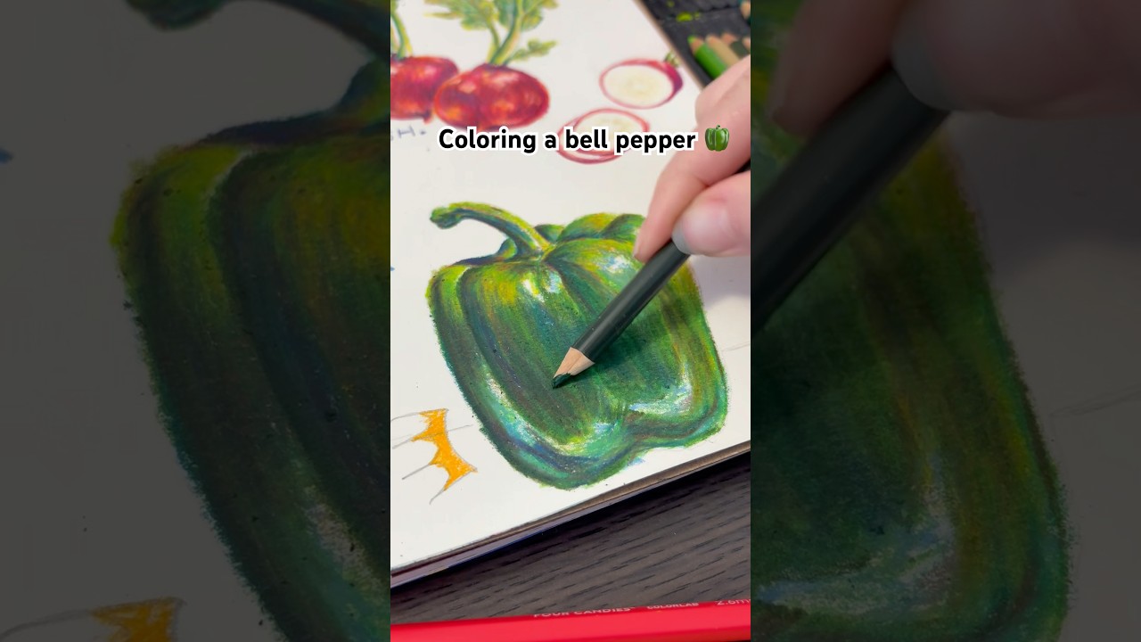 Coloring bell pepper with color theory | colored pencil drawing #pepper #colortheory #coloring #art