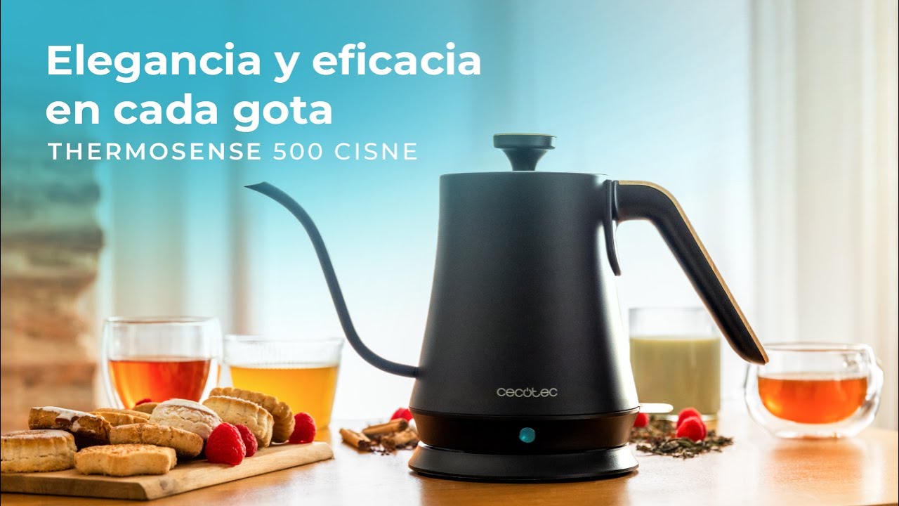 Hervidor de agua Thermosense 500 Cisne con cuello cisne de 1L, cuerpo de acero inoxidable y 1200W.