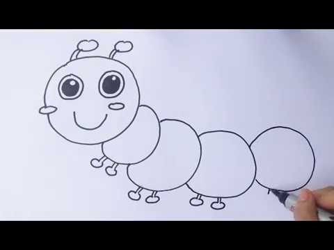 رسم ولون دودة للطفل (draw and color the worm for kid) || ارسم وترسم الدودة