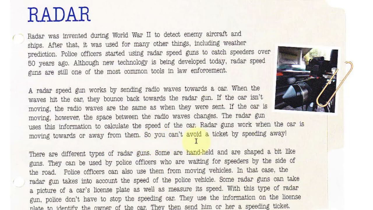 شرح قطعة الرادار وحل الاسئلة الوزارية الخاصة بها _ انكليزي سادس اعدادي