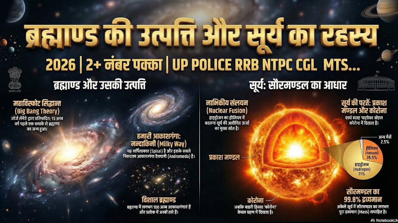 ब्रह्मांड की उत्पत्ति और सूर्य का रहस्य | BigBang Theory | Nuclear | UP Police RRB NTPC CGL MTS 2026